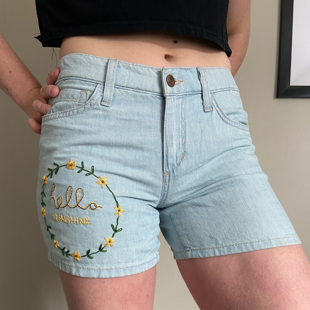 Hand embroidered shorts
